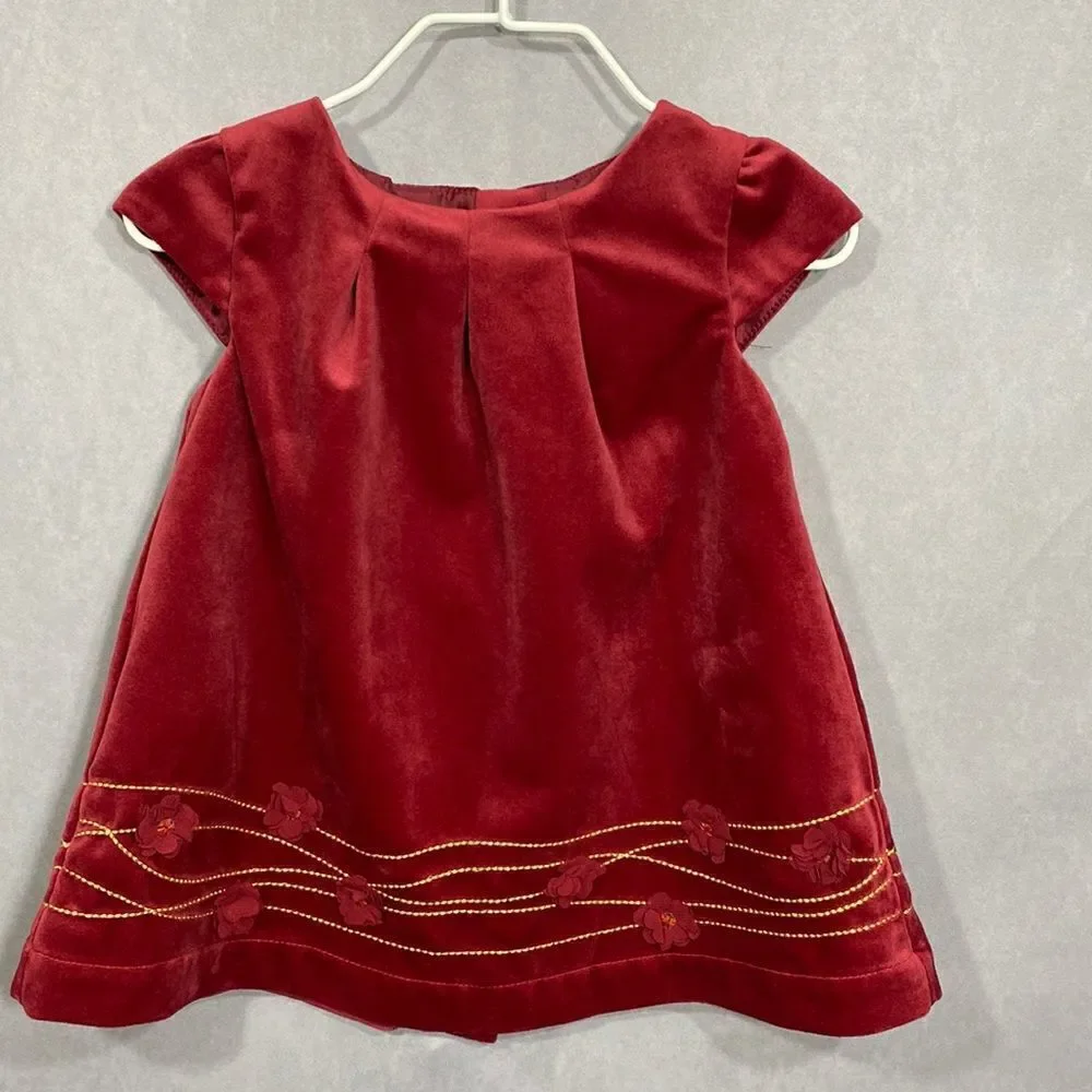 Burgundy Baby Girl Infant Velvet Christmas Dress